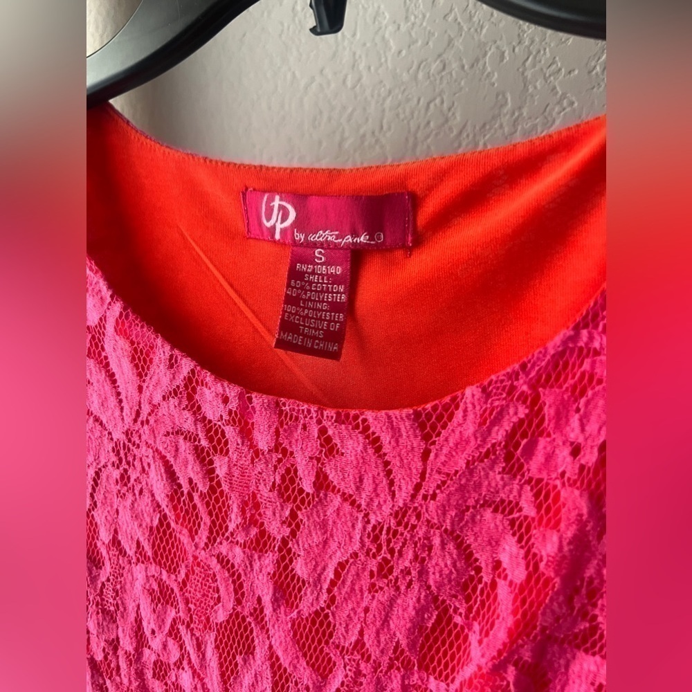 UP by Ultra Pink - size small lace pink dress - Picture 3 of 4